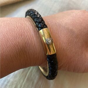 Henri Bendel Black Leather Bangle Bracelet‎ High End Fashionable